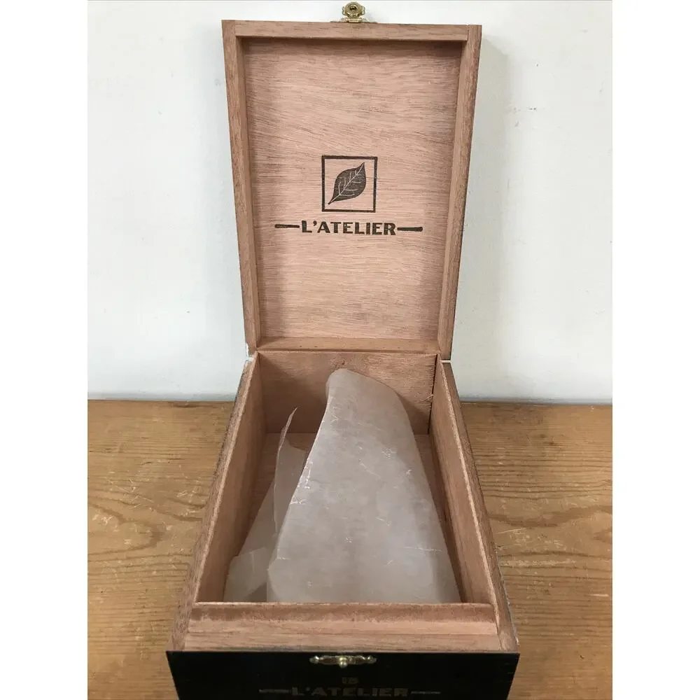Vintage L'atelier Wooden Empty Black Painted 15 Sceau De Garantie Cigar Box